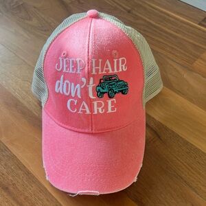 Pink 'Jeep Hair Don't Care' Mesh Trucker Hat